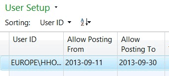 User&#39;s allowed posting dates setup